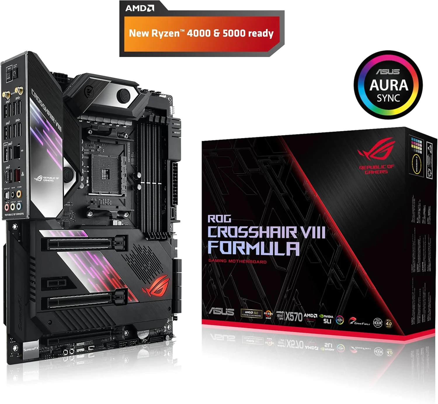 مادربرد ایسوس ROG X570 Crosshair VIII Formula AM4 Zen 3 Ryzen 5000 و Ryzen نسل سوم ATX با PCIe 4.0، WiFi 6 (802.11Ax) داخلی، LAN 5 گیگابیت بر ثانیه