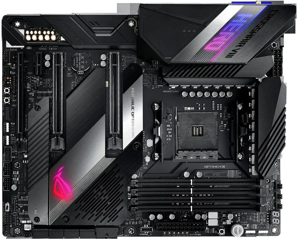 مادربرد ASUS ROG X570 Crosshair VIII Hero (Wi-Fi) ATX با PCIe 4.0، وای فای 6 (802.11Ax) داخلی، LAN 2.5 گیگابیتی، USB 3.2، SATA، M.2، Node و نورپردازی Aura Sync RGB مادربرد ASUS ROG X570 Crosshair VIII Hero (Wi-Fi) ATX با PCIe 4.0، وای فای 6 (802.11Ax) داخلی، LAN 2.5 گیگابیتی، USB 3.2، SATA، M.2، Node و نورپردازی Aura Sync RGB