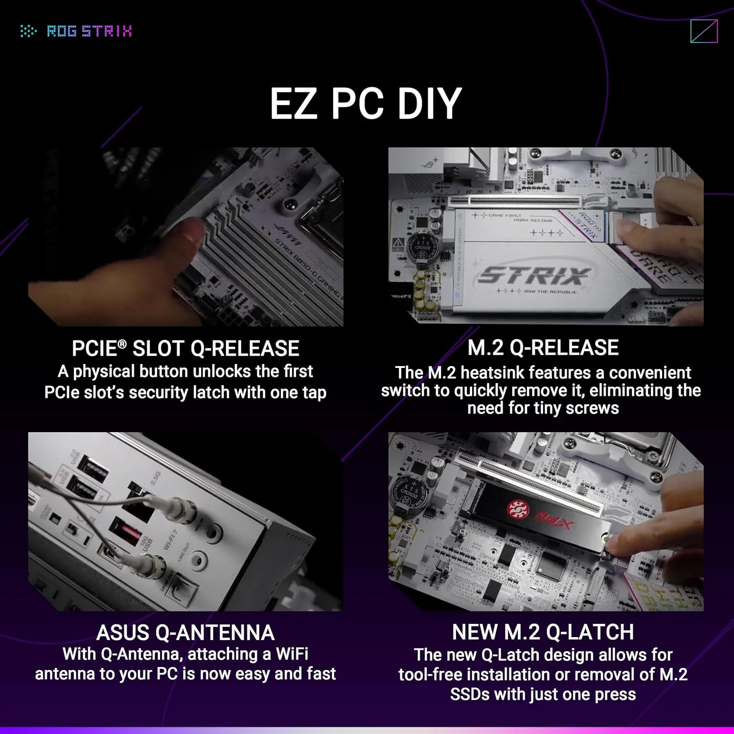 مادربرد ASUS ROG Strix B850-G Gaming WiFi AMD AM5 B850 mATX، آماده برای هوش مصنوعی پیشرفته، دارای 14+2+1 فاز قدرت، اسلات های DDR5، 4 اسلات M.2، آماده برای PCIe® 5.0، WiFi 7، LAN 2.5G، USB 20Gbps Type-C®، مشاور هوش مصنوعی مادربرد ASUS ROG Strix B850-G Gaming WiFi AMD AM5 B850 mATX، آماده برای هوش مصنوعی پیشرفته، دارای 14+2+1 فاز قدرت، اسلات های DDR5، 4 اسلات M.2، آماده برای PCIe® 5.0، WiFi 7، LAN 2.5G، USB 20Gbps Type-C®، مشاور هوش مصنوعی