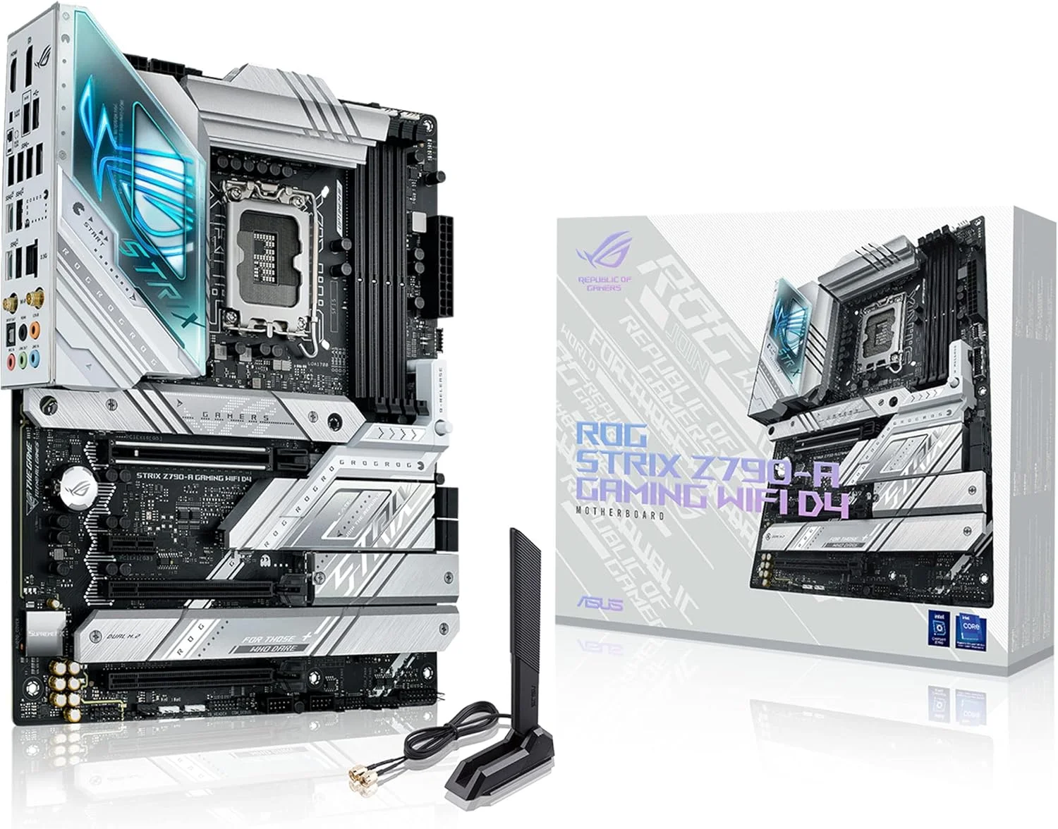 مادربرد گیمینگ ASUS ROG Strix Z790-A Gaming WiFi D4 LGA1700 (نسل 13 و 12 اینتل) ATX (مراحل قدرت 16+1، DDR4، 4 اسلات M.2، PCIe® 5.0، WiFi 6E، USB 3.2 Gen 2x2 Type-C® با PD 3.0 تا 30 وات)