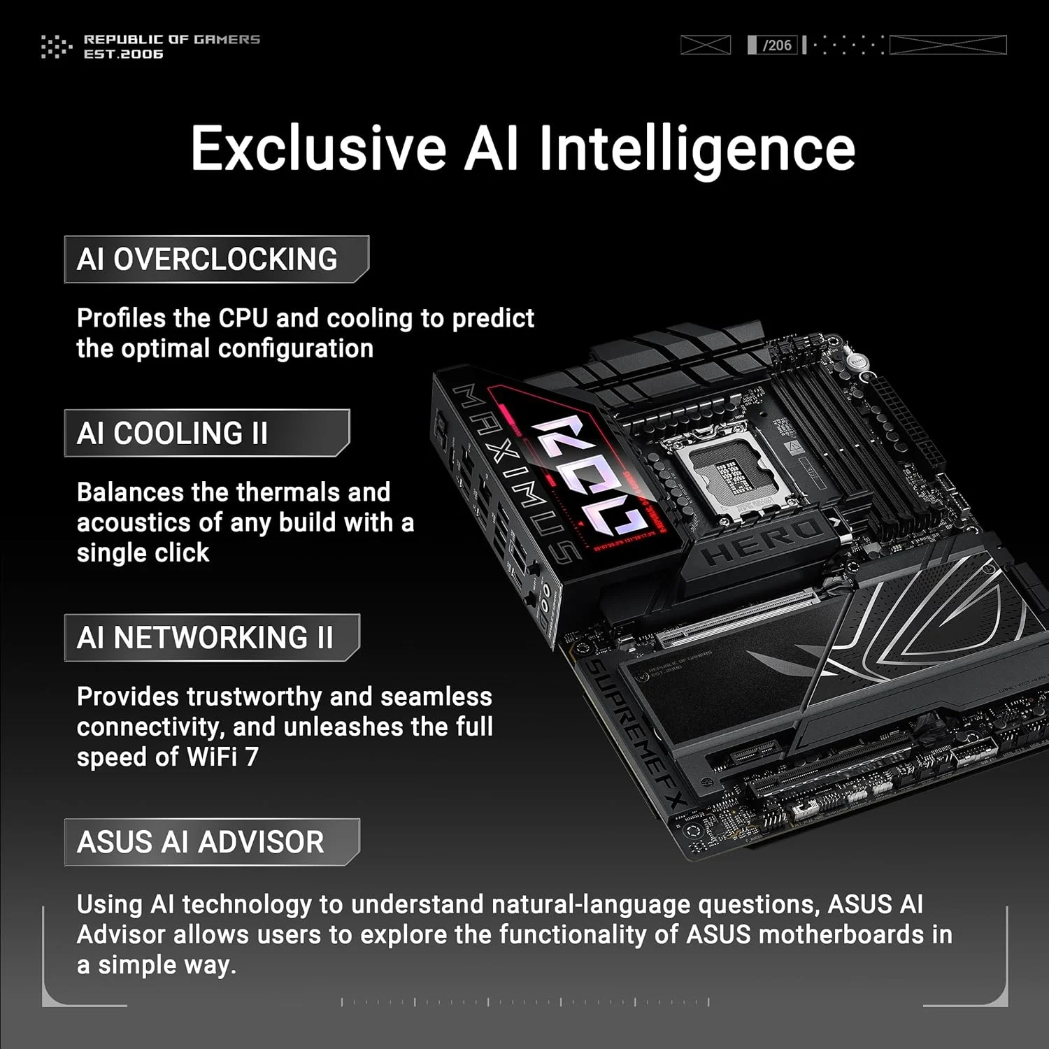مادربرد ASUS ROG Maximus Z890 Hero Intel Z890 LGA 1851 ATX: مجهز به هوش مصنوعی پیشرفته، 22+2+1+2 فاز، DDR5، WIFI 7، 3X PCIe 5.0 M.2، Thunderbolt 4، USB Type-C، اورکلاک هوش مصنوعی - مشکی