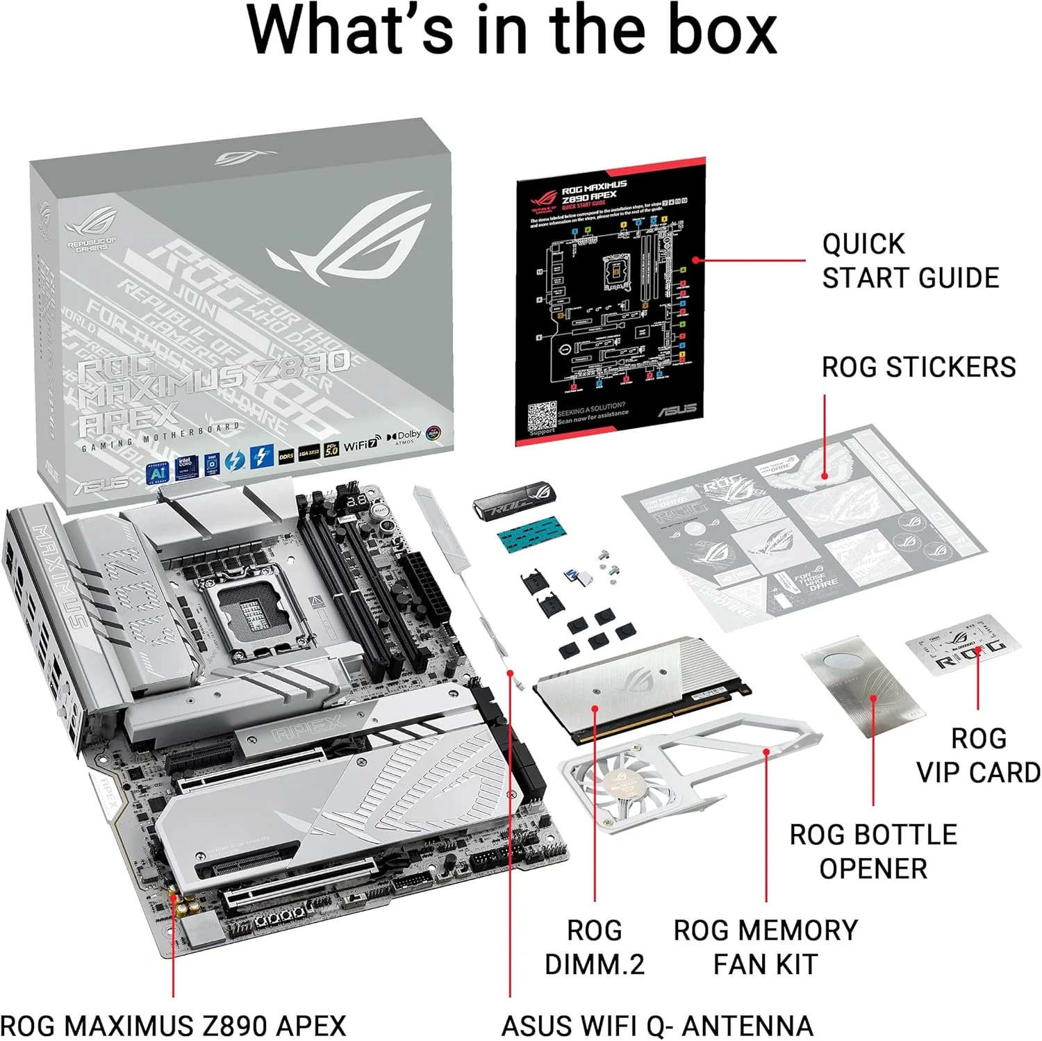 مادربرد ایسوس ROG MAXIMUS Z890 APEX Intel® Z890 LGA 1851 ATX، آماده برای هوش مصنوعی پیشرفته، 22+2+1+2 فاز، DDR5، WiFi 7، شبکه 5G، 3x PCIe® 5.0 M.2، Thunderbolt™ 4، USB Type-C®، اورکلاک هوش مصنوعی، خنک کننده و شبکه