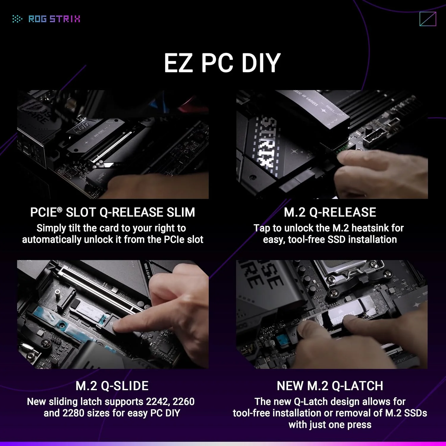 مادربرد گیمینگ ایسوس ROG Strix X870E-E WiFi AMD AM5 X870 ATX با 18+2+2 فاز قدرت، سوییچر OC دینامیک، Core Flex، DDR5 AEMP، WiFi 7، 5X M.2، PCIe® 5.0، Q-Release Slim، USB4®، اورکلاکینگ و شبکه سازی هوش مصنوعی