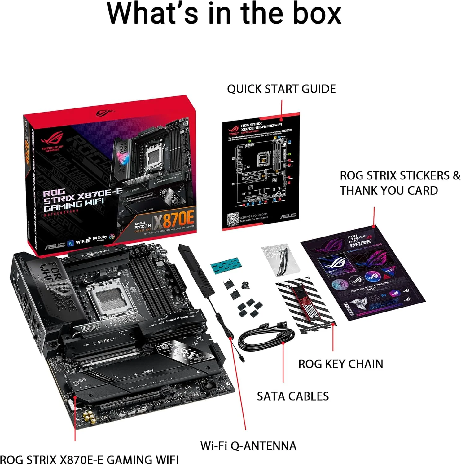 مادربرد گیمینگ ایسوس ROG Strix X870E-E WiFi AMD AM5 X870 ATX با 18+2+2 فاز قدرت، سوییچر OC دینامیک، Core Flex، DDR5 AEMP، WiFi 7، 5X M.2، PCIe® 5.0، Q-Release Slim، USB4®، اورکلاکینگ و شبکه سازی هوش مصنوعی