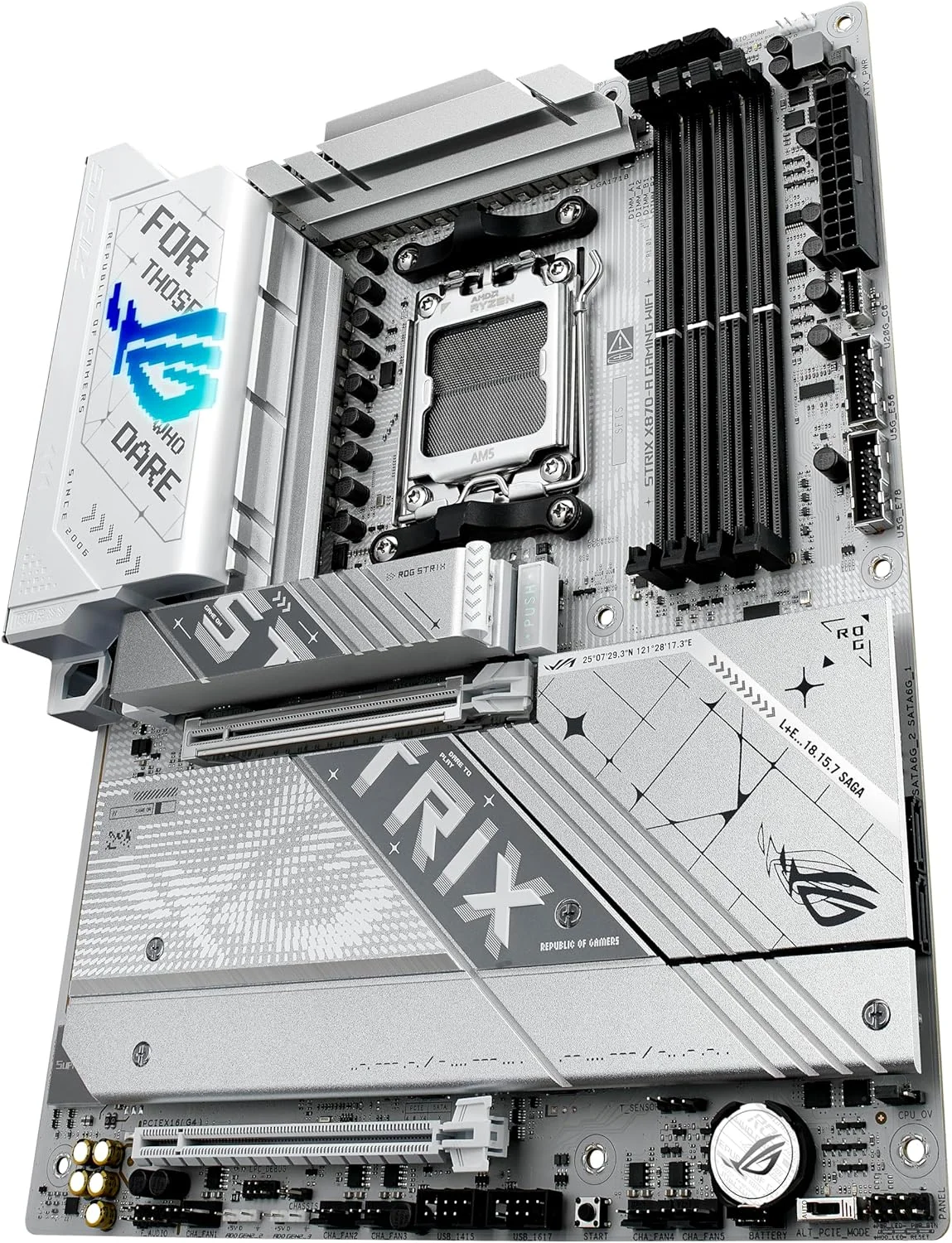 مادربرد ایسوس ROG Strix X870-A Gaming WiFi AMD AM5 X870 ATX با 16+2+2 فاز قدرت، Dynamic OC Switcher، Core Flex، DDR5 AEMP، WiFi 7، 4X M.2، PCIe® 5.0، Q-Release Slim، USB4®، AI OCing & Networking