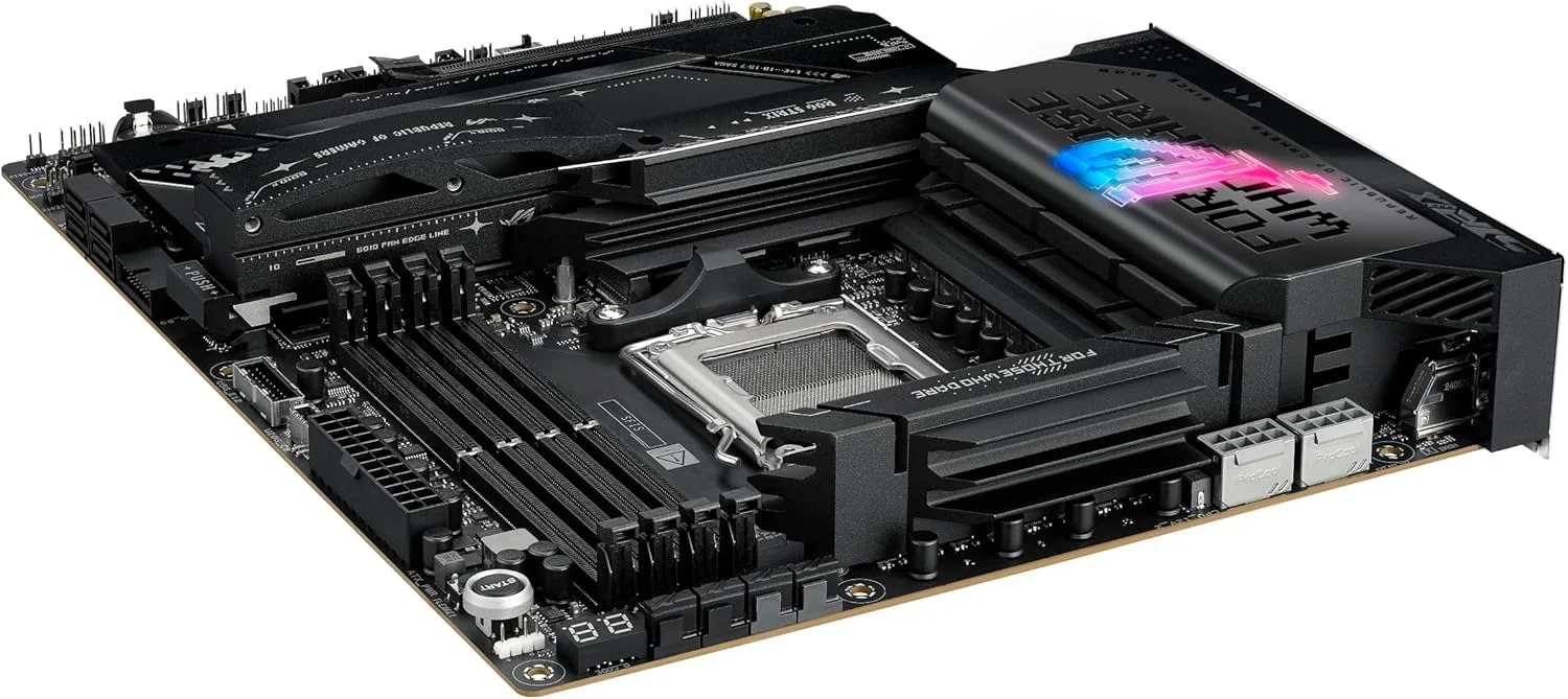 مادربرد گیمینگ ایسوس ROG Strix X870E-E WiFi AMD AM5 X870 ATX با 18+2+2 فاز قدرت، سوییچر OC دینامیک، Core Flex، DDR5 AEMP، WiFi 7، 5X M.2، PCIe® 5.0، Q-Release Slim، USB4®، اورکلاکینگ و شبکه سازی هوش مصنوعی