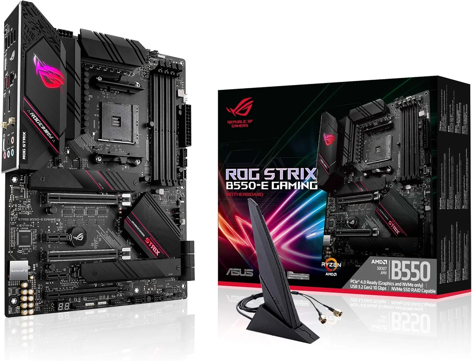 مادربرد گیمینگ ASUS ROG Strix B550-E Gaming AMD AM4 (نسل سوم Ryzen™) ATX (PCIe 4.0, NVIDIA SLI, WiFi 6, LAN 2.5Gb، 14+2 مرحله قدرت، USB 3.2 Type-C جلو، RGB Gen 2 آدرس پذیر و AURA Sync)