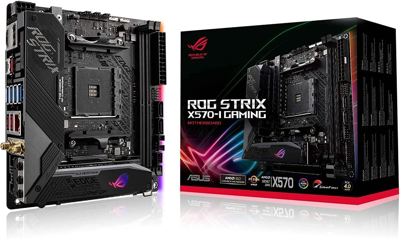 مادربرد گیمینگ ASUS ROG Strix X570-I، مادربرد گیمینگ X570 Mini-ITX، AMD Ryzen 3000 با PCIe 4.0، WiFi 6 (802.11ax)، اینتل گیگابیت اترنت، SATA 6Gb/s