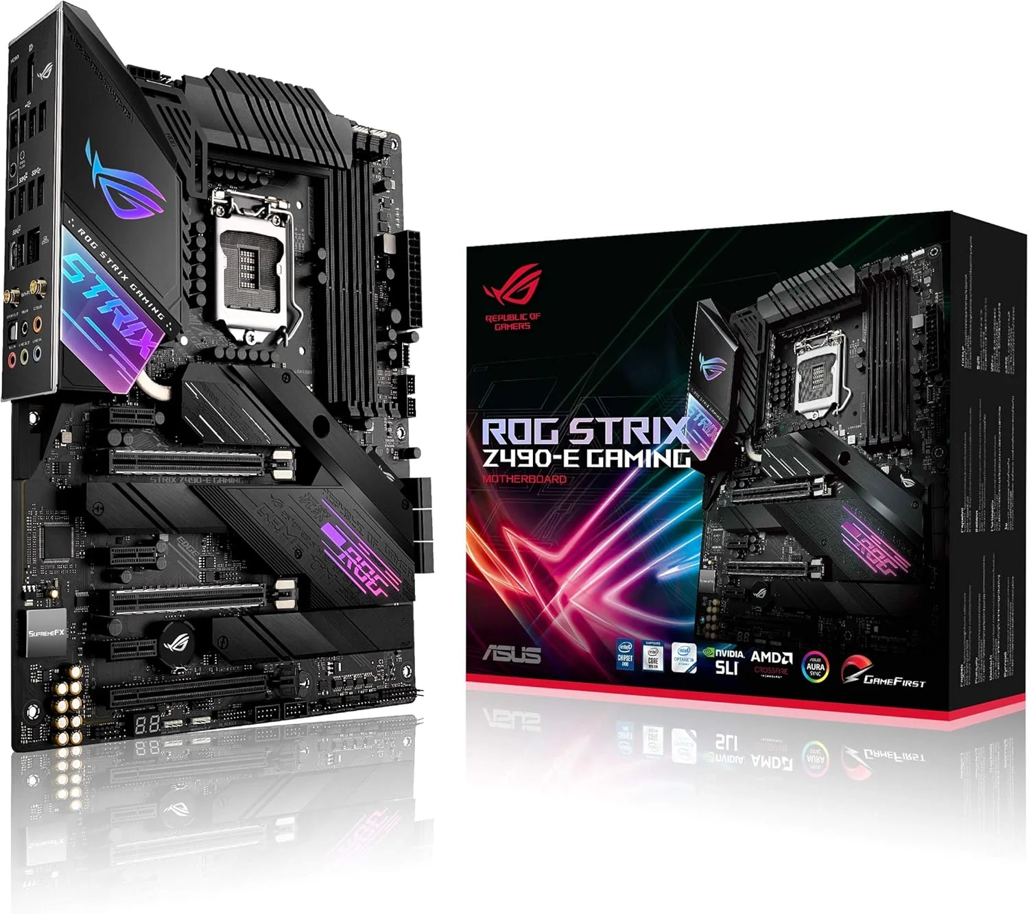 مادربرد گیمینگ ایسوس ROG Strix Z490-E Gaming Z490 با WiFi 6، LGA 1200 (نسل دهم اینتل)، ATX، 14+2 Power Stages، DDR4 4600، اترنت 2.5 گیگابیتی اینتل