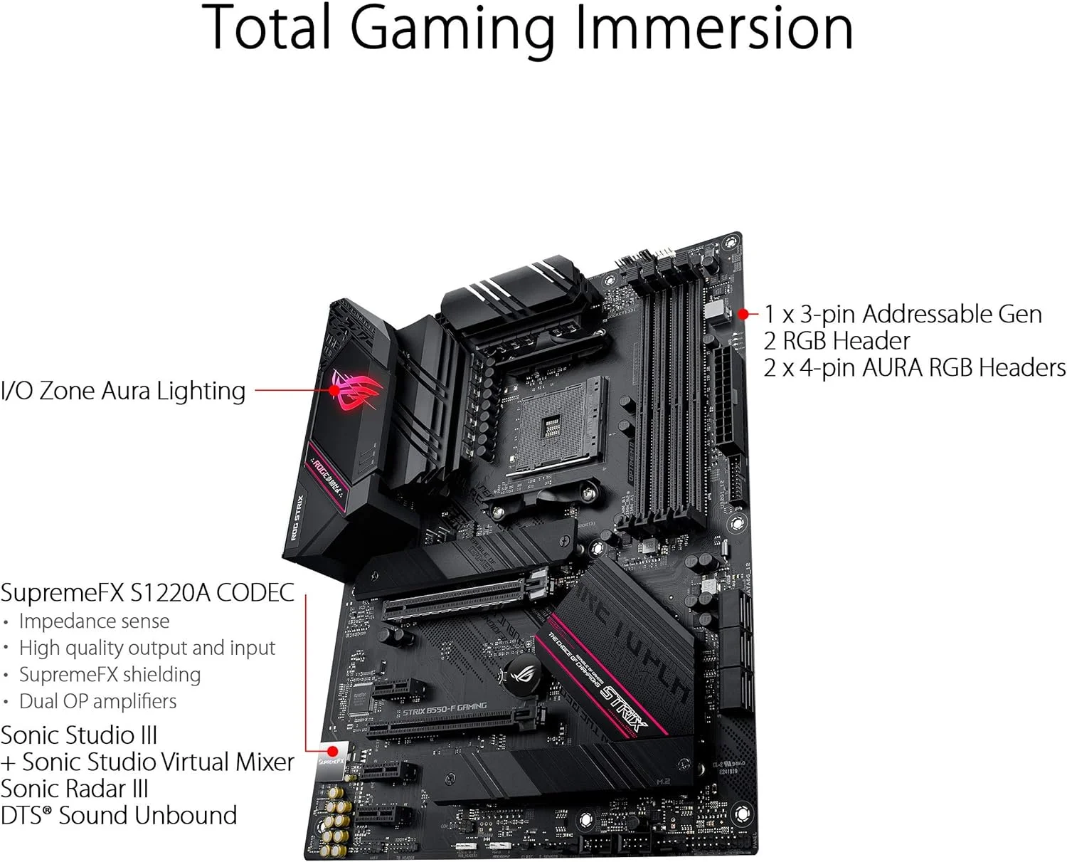 مادربرد ایسوس ROG STRIX B550-F GAMING، AMD AM4، ATX، 128 گیگابایت DDR4، 4DIMM، DP، HDMI، PCIE