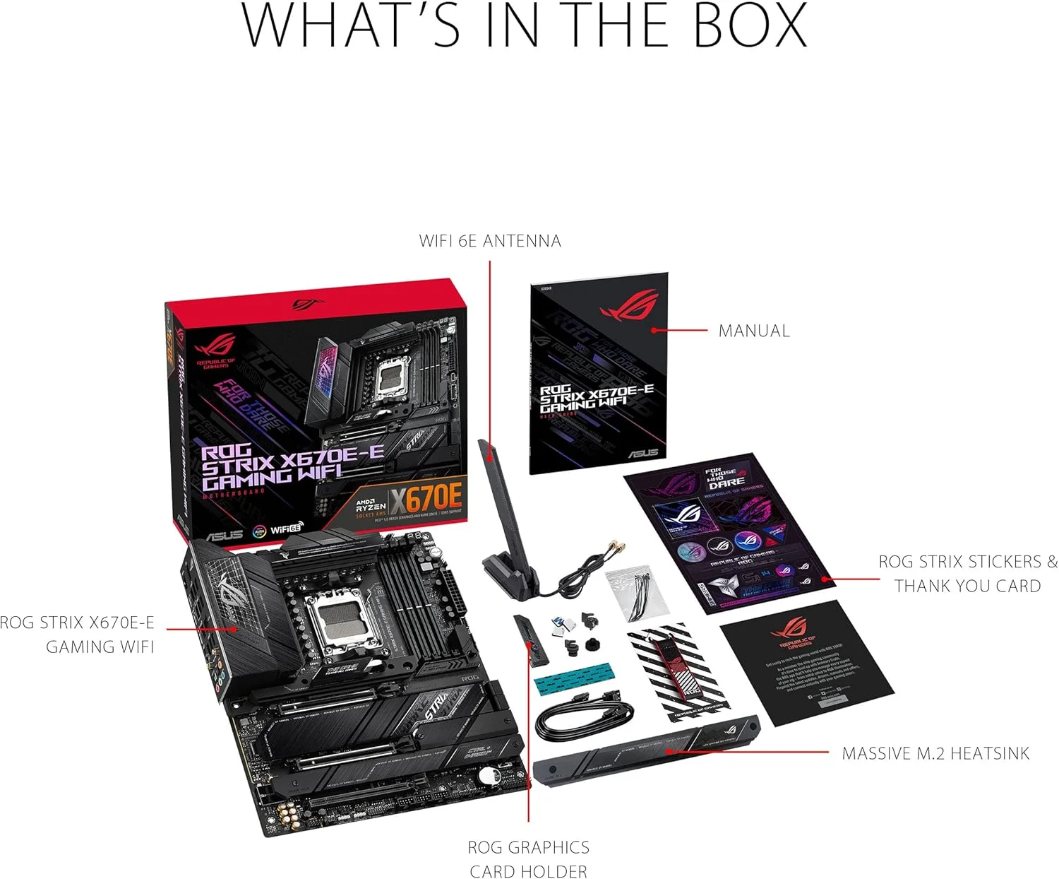 مادربرد گیمینگ ASUS ROG Strix X670E-E Gaming WiFi 6E Socket AM5(LGA 1718) Ryzen 7000 ATX (مراحل قدرت 18+2، PCIe® 5.0، DDR5، 4xM.2 Slots، USB 3.2 Gen 2x2، WiFi 6E، PCIe Slot Q-Release، M.2 Q-Latch)