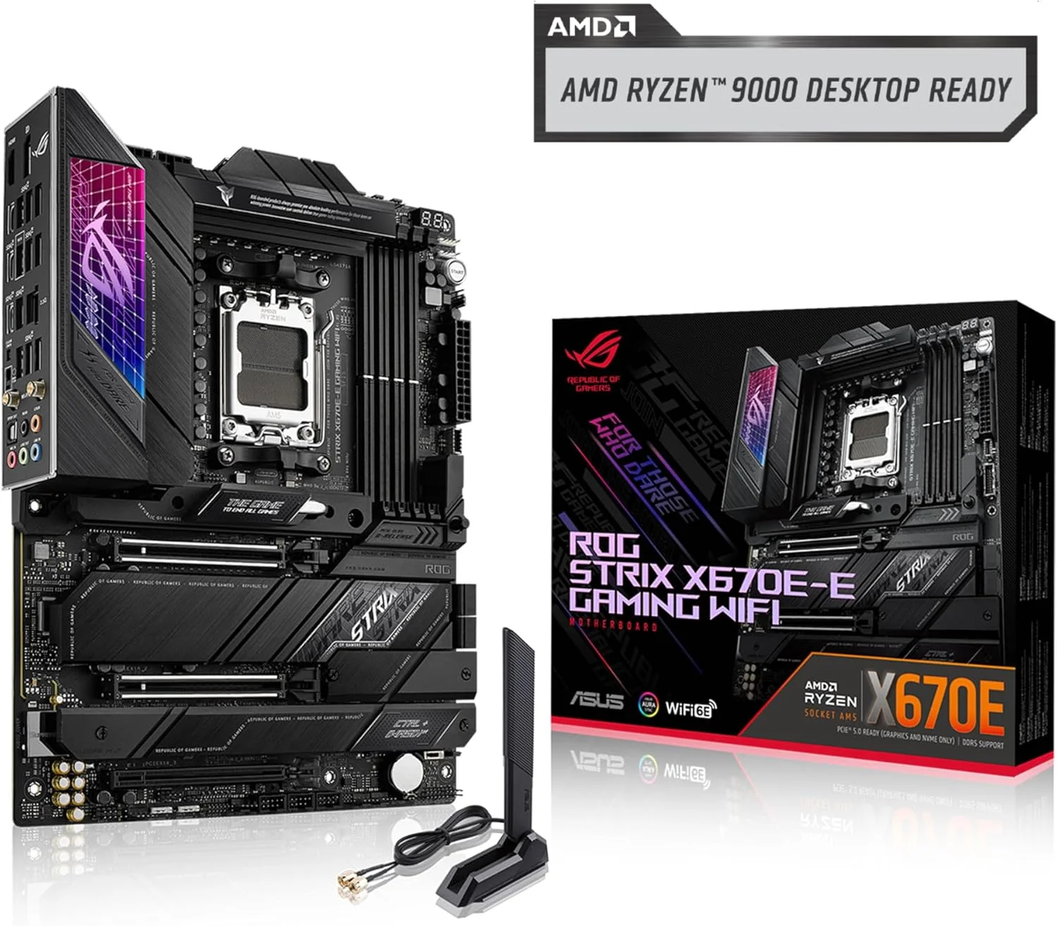 مادربرد گیمینگ ASUS ROG Strix X670E-E Gaming WiFi 6E Socket AM5(LGA 1718) Ryzen 7000 ATX (مراحل قدرت 18+2، PCIe® 5.0، DDR5، 4xM.2 Slots، USB 3.2 Gen 2x2، WiFi 6E، PCIe Slot Q-Release، M.2 Q-Latch)