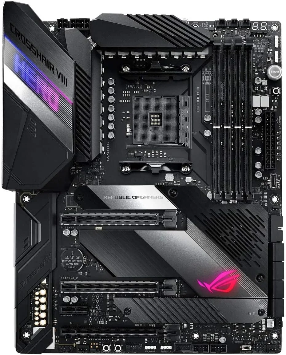 مادربرد ایسوس ROG Crosshair VIII Hero X570 ATX با PCIe 4.0، شبکه LAN یکپارچه 2.5 گیگابیتی، USB 3.2، SATA، M.2، Node و نورپردازی Aura Sync RGB