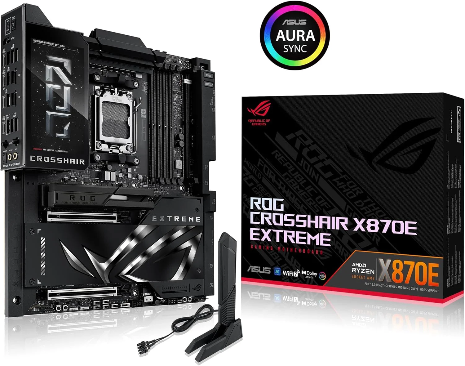 مادربرد گیمینگ ایسوس ROG Crosshair X870E Extreme سوکت AMD AM5 (Ryzen 9000، E-ATX، 3X PCIe 5.0، 2x PCIe 4.0، حافظه DDR 5، WiFi 7، اورکلاک هوش مصنوعی، PCIe Q Release، Aura Sync)