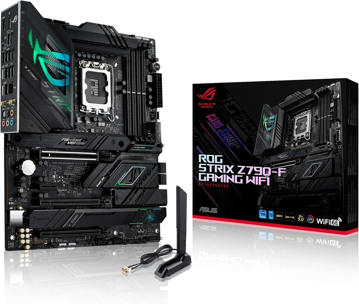 مادربرد گیمینگ ASUS ROG Strix Z790-F Gaming WiFi 6E LGA 1700 (نسل سیزدهم و دوازدهم اینتل) ATX (16 + 1 مراحل قدرت، DDR5، چهار اسلات M.2، PCIe® 5.0، WiFi 6E، USB 3.2 Gen 2x2 Type-C® با PD 3.0 تا 30 وات)