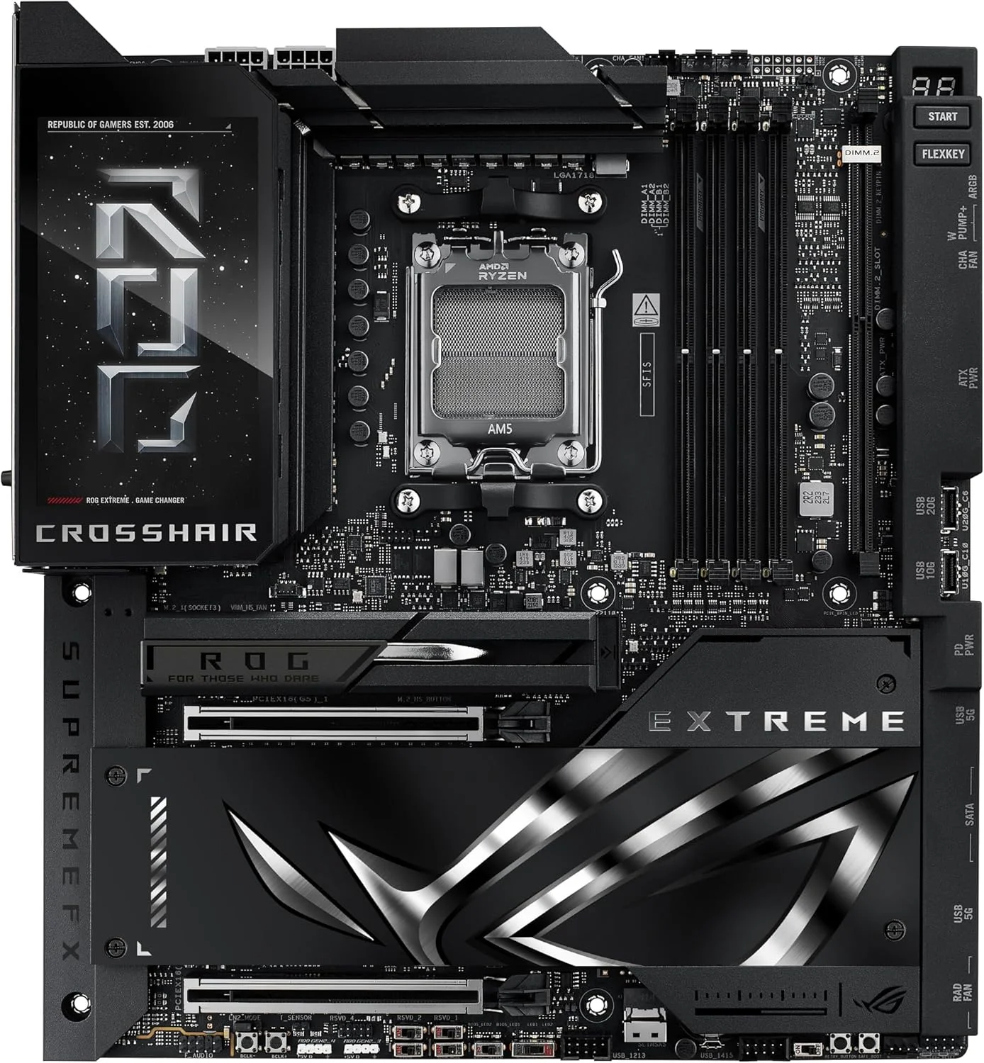 مادربرد گیمینگ ایسوس ROG Crosshair X870E Extreme سوکت AMD AM5 (Ryzen 9000، E-ATX، 3X PCIe 5.0، 2x PCIe 4.0، حافظه DDR 5، WiFi 7، اورکلاک هوش مصنوعی، PCIe Q Release، Aura Sync)