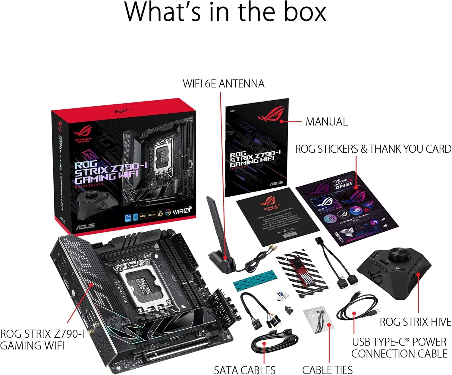 مادربرد گیمینگ ASUS ROG Strix Z790-I Gaming WiFi 6E LGA 1700 (نسل سیزدهم و دوازدهم اینتل) mini-ITX (PCIe 5.0, DDR5, 10+1 فاز قدرت, Thunderbolt 4, 2.5GbLAN, USB 3.2 Gen 2x2 پنل جلویی Type-C, 2x M.2/NVMe SSD)