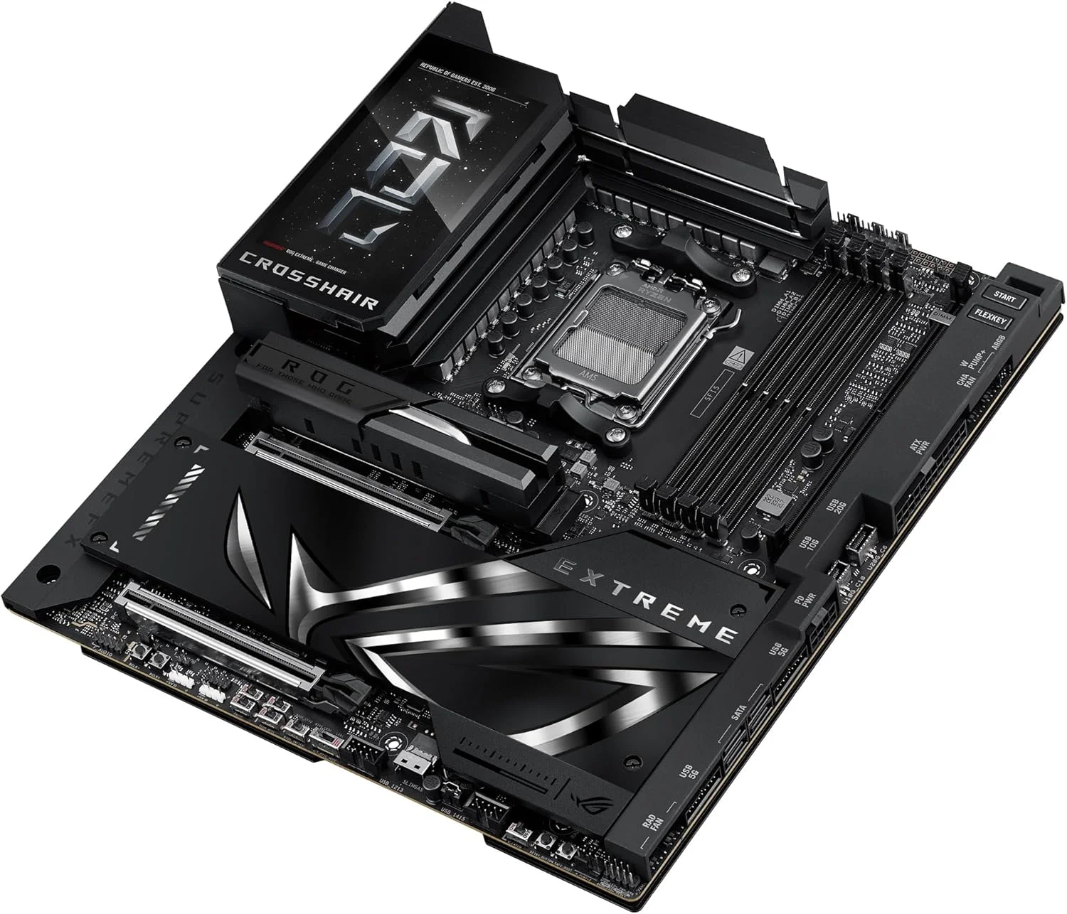 مادربرد گیمینگ ایسوس ROG Crosshair X870E Extreme سوکت AMD AM5 (Ryzen 9000، E-ATX، 3X PCIe 5.0، 2x PCIe 4.0، حافظه DDR 5، WiFi 7، اورکلاک هوش مصنوعی، PCIe Q Release، Aura Sync)