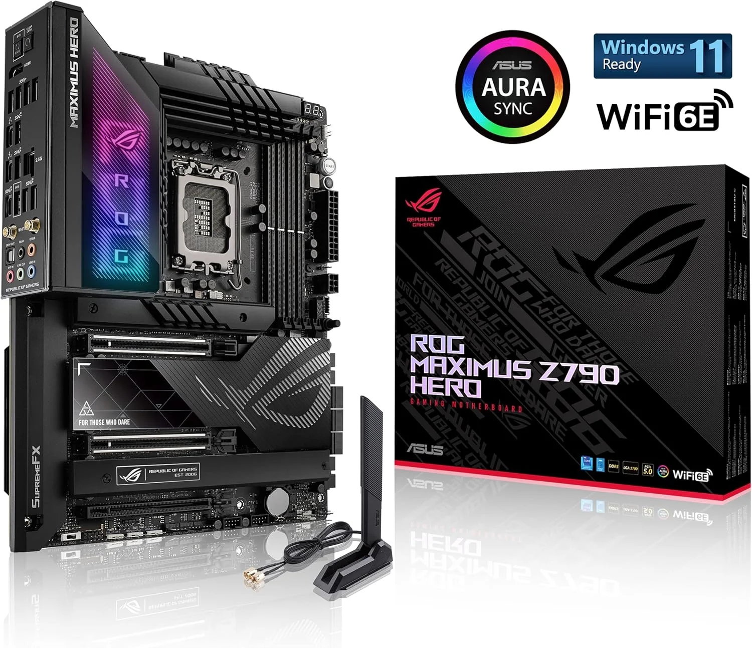 مادربرد گیمینگ ASUS ROG Maximus Z790 Hero WiFi6E LGA 1700 (نسل 14، 13 و 12 اینتل) ATX (PCIe 5.0، DDR5، 20+1 فاز قدرت، LAN 2.5 گیگابیتی، بلوتوث V5.2، 2x Thunderbolt 4 پورت، 5xM.2، Thunderbolt 4/USB4)