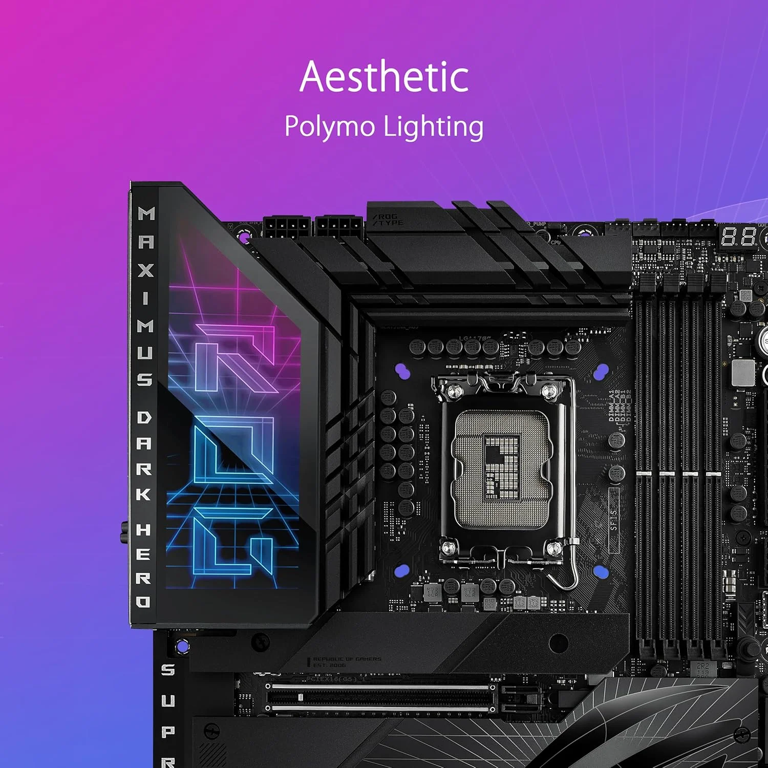 مادربرد گیمینگ ایسوس ROG Maximus Z790 Dark Hero (WiFi 7) LGA 1700 (نسل 14، 13 و 12 اینتل) ATX (PCIe 5.0x16، 5xM.2 Slots، DDR5، 2x Thunderbolt 4 Ports، USB Type-C Front-Panel)