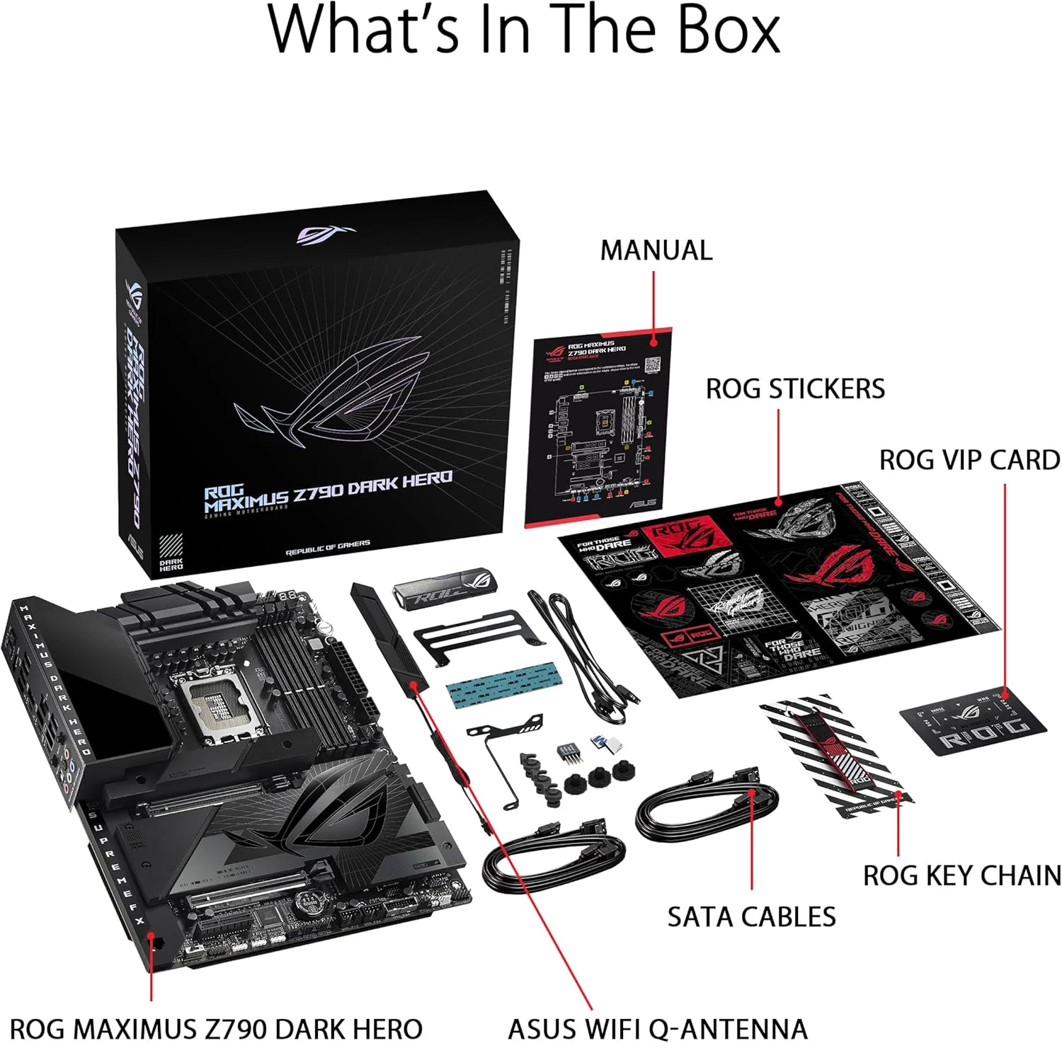 مادربرد گیمینگ ایسوس ROG Maximus Z790 Dark Hero (WiFi 7) LGA 1700 (نسل 14، 13 و 12 اینتل) ATX (PCIe 5.0x16، 5xM.2 Slots، DDR5، 2x Thunderbolt 4 Ports، USB Type-C Front-Panel)