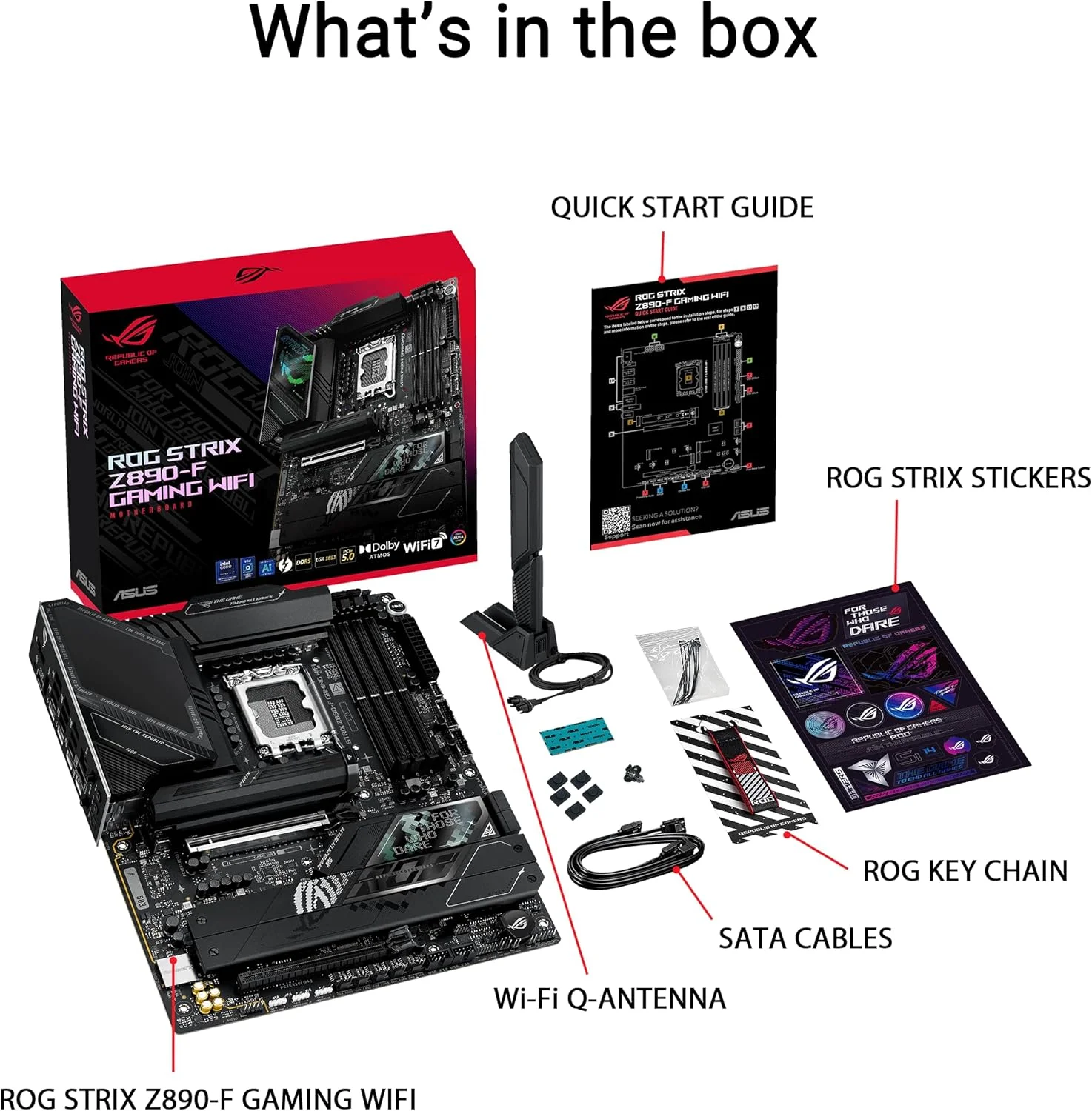 مادربرد ASUS ROG Strix Z890-F Gaming WiFi Intel® Z890 LGA 1851 ATX، آماده برای هوش مصنوعی پیشرفته، 16+2+1+2 مرحله، DDR5، WiFi 7، 5X M.2، Thunderbolt™ 4، USB Type-C®، اورکلاک هوش مصنوعی، خنک کننده و شبکه