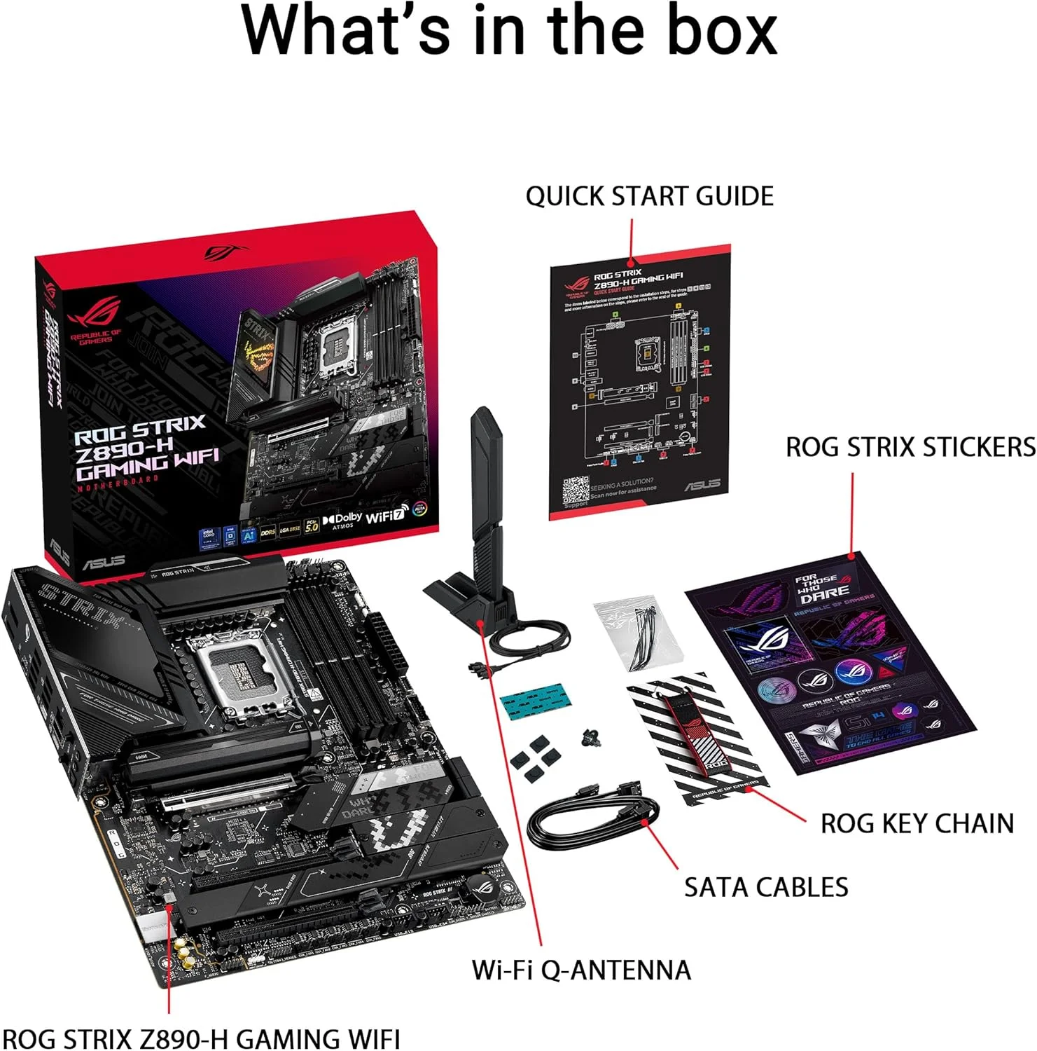 مادربرد ASUS ROG Strix Z890-H Gaming WiFi Z890 LGA 1851 ATX، آماده برای پردازنده های Intel® Core™ Ultra Series 2، دارای هوش مصنوعی پیشرفته، 16+2+1+2 فاز، DDR5، شبکه 5Gb LAN، WiFi 7، 4X M.2، PCIe 5.0، USB Type-C®، اورکلاک هوش مصنوعی