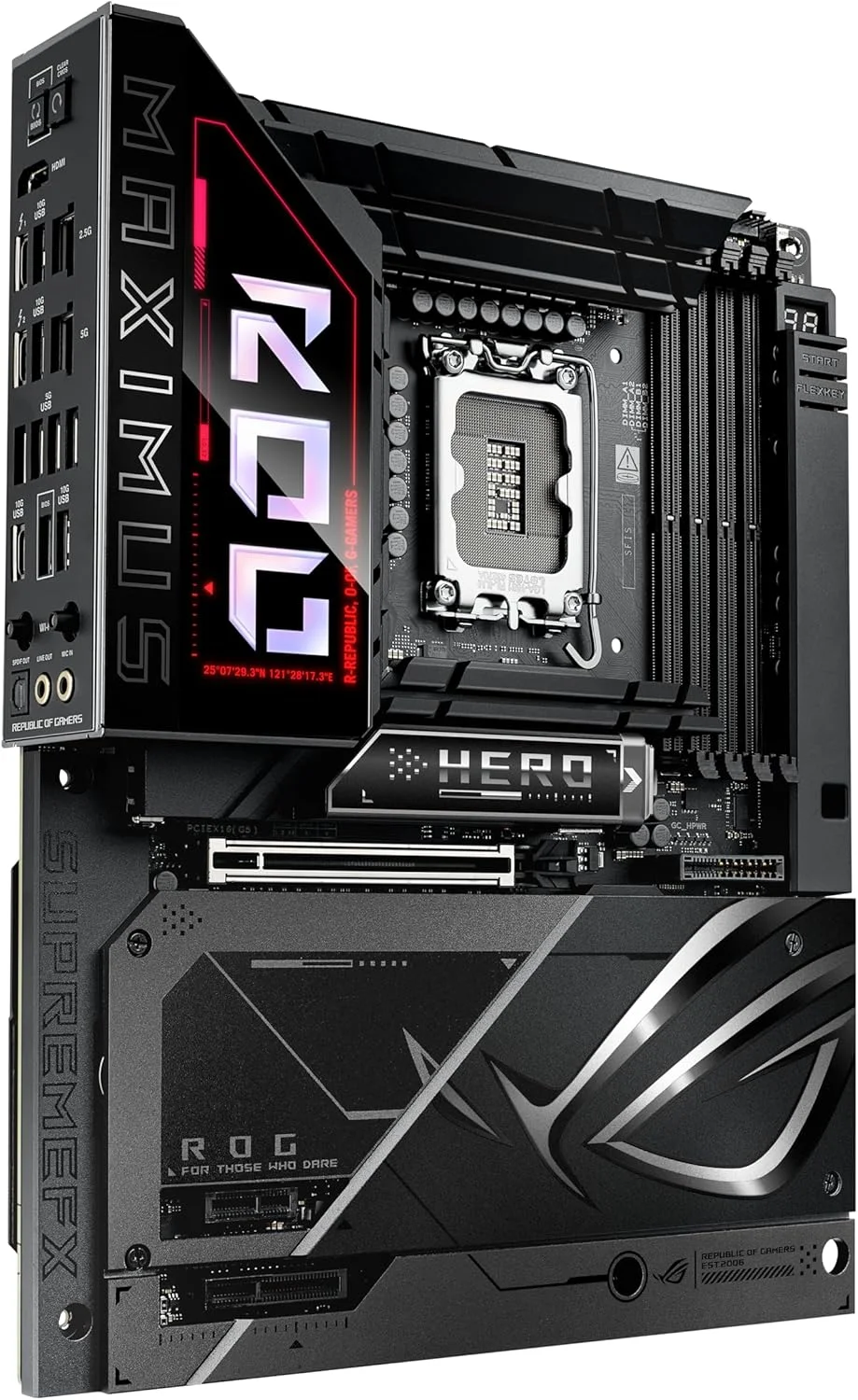 مادربرد ایسوس ROG Maximus Z890 Hero BTF Z890 LGA 1851 ATX، طراحی کانکتور مخفی، آماده برای هوش مصنوعی پیشرفته، 22+1+2 مرحله، DDR5، WiFi 7، LAN 2.5G، 6X M.2، PCIe 5.0، Thunderbolt 4، USB Type-C، هوش مصنوعی