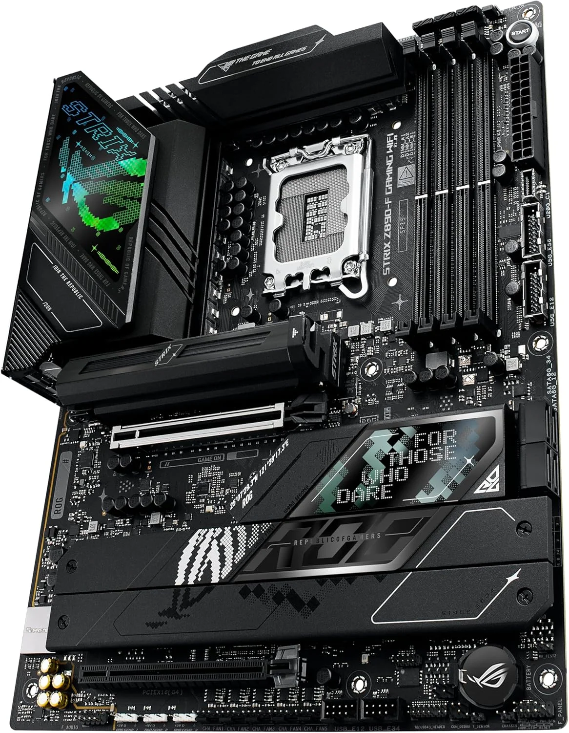 مادربرد ASUS ROG Strix Z890-F Gaming WiFi Intel® Z890 LGA 1851 ATX، آماده برای هوش مصنوعی پیشرفته، 16+2+1+2 مرحله، DDR5، WiFi 7، 5X M.2، Thunderbolt™ 4، USB Type-C®، اورکلاک هوش مصنوعی، خنک کننده و شبکه