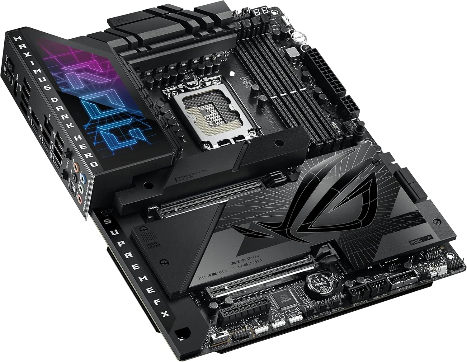 مادربرد گیمینگ ایسوس ROG Maximus Z790 Dark Hero (WiFi 7) LGA 1700 (نسل 14، 13 و 12 اینتل) ATX (PCIe 5.0x16، 5xM.2 Slots، DDR5، 2x Thunderbolt 4 Ports، USB Type-C Front-Panel)