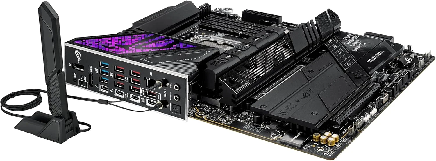 مادربرد ASUS ROG Strix Z890-E Gaming WiFi Intel® Z890 LGA 1851 ATX، آماده برای هوش مصنوعی پیشرفته، 18+2+1+2 فاز، DDR5، WiFi 7، 7X M.2، Thunderbolt™ 4، USB Type-C®، اورکلاک هوش مصنوعی، خنک کننده و شبکه