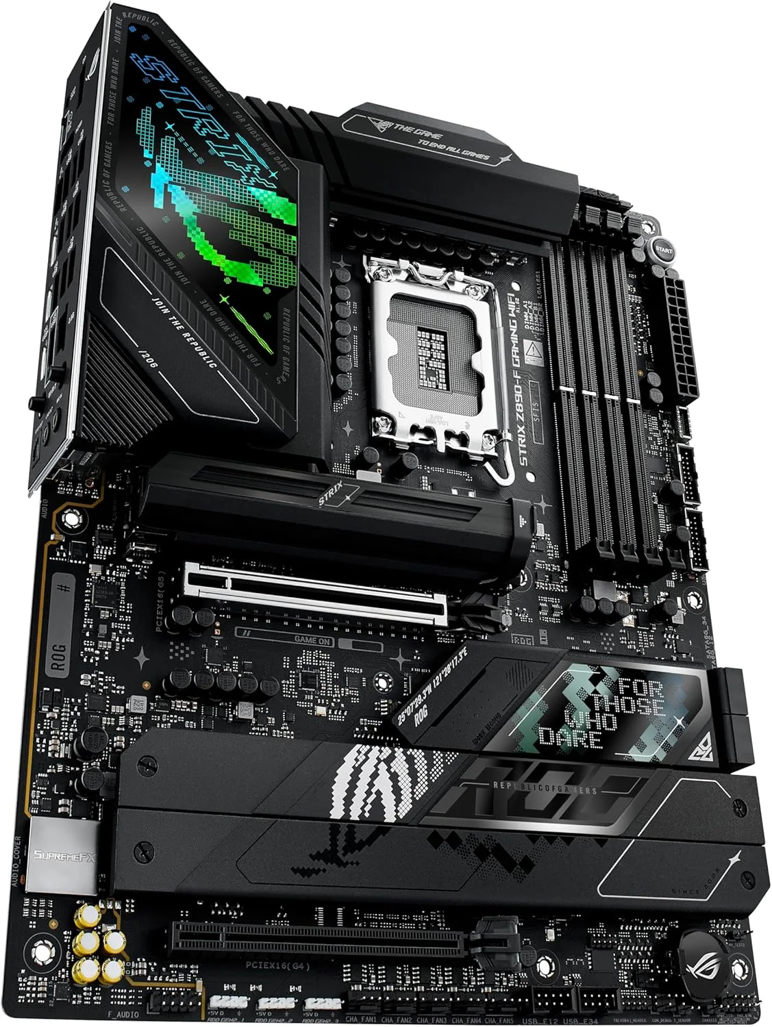 مادربرد ASUS ROG Strix Z890-F Gaming WiFi Intel® Z890 LGA 1851 ATX، آماده برای هوش مصنوعی پیشرفته، 16+2+1+2 مرحله، DDR5، WiFi 7، 5X M.2، Thunderbolt™ 4، USB Type-C®، اورکلاک هوش مصنوعی، خنک کننده و شبکه