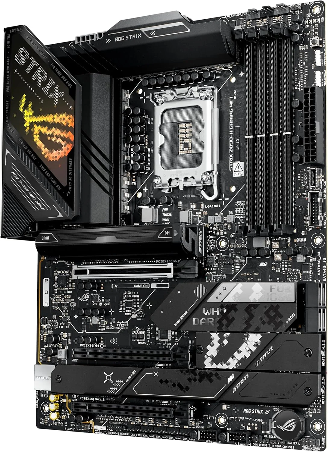 مادربرد ASUS ROG Strix Z890-H Gaming WiFi Z890 LGA 1851 ATX، آماده برای پردازنده های Intel® Core™ Ultra Series 2، دارای هوش مصنوعی پیشرفته، 16+2+1+2 فاز، DDR5، شبکه 5Gb LAN، WiFi 7، 4X M.2، PCIe 5.0، USB Type-C®، اورکلاک هوش مصنوعی