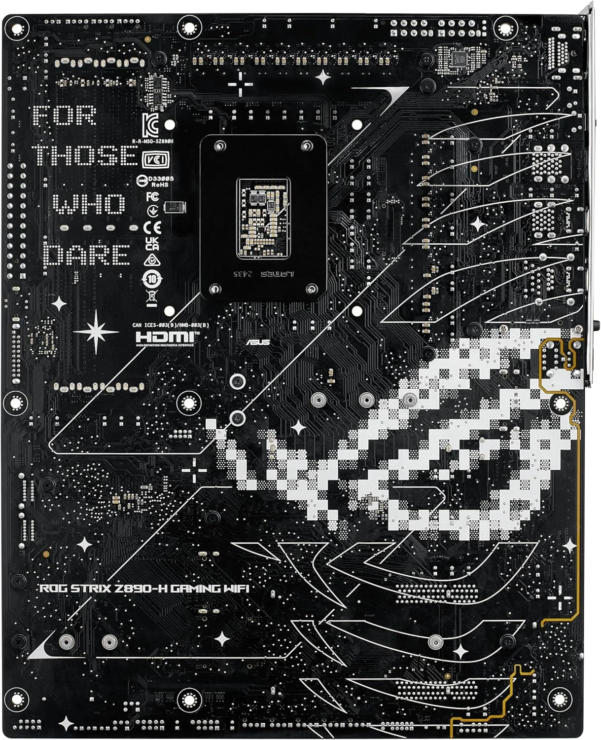 مادربرد ASUS ROG Strix Z890-H Gaming WiFi Z890 LGA 1851 ATX، آماده برای پردازنده های Intel® Core™ Ultra Series 2، دارای هوش مصنوعی پیشرفته، 16+2+1+2 فاز، DDR5، شبکه 5Gb LAN، WiFi 7، 4X M.2، PCIe 5.0، USB Type-C®، اورکلاک هوش مصنوعی