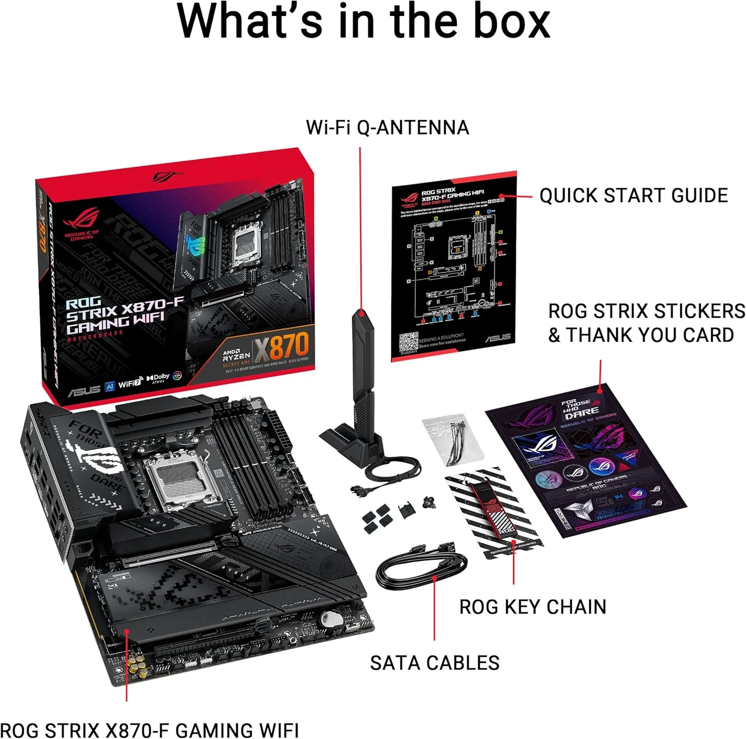 مادربرد گیمینگ ایسوس ROG Strix X870-F WIFI AMD AM5 X870 ATX: DDR5، HDMI، PCIe 5.0، اسلات های M.2، SATA 6 Gbps، اترنت 2.5Gb، بلوتوث 5.4، Type C، صدای فراگیر 7.1 HD، Aura Sync - مشکی