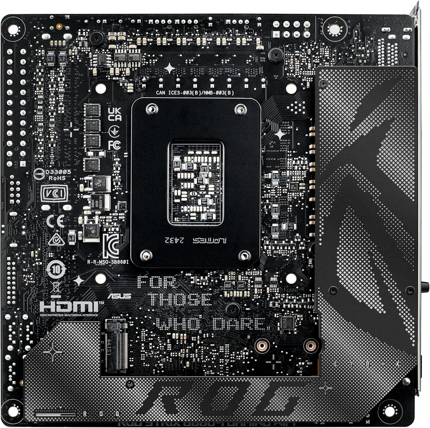 مادربرد ASUS ROG STRIX B860-I GAMING WIFI B860 LGA 1851 mITX Mini-ITX، آماده برای پردازنده‌های Intel® Core™ Ultra Series 2، آماده برای هوش مصنوعی پیشرفته، 10+1+2+1 مرحله، DDR5، 2.5G LAN، WiFi7، M.2، Thunderbolt™ 4، USB Type-C®