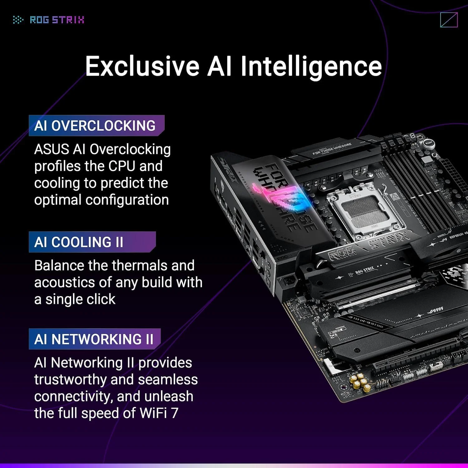مادربرد گیمینگ ایسوس ROG Strix X870E-E WiFi – سوکت AMD AM5، چیپست X870E، PCIe 5.0، USB4، Wi-Fi 7