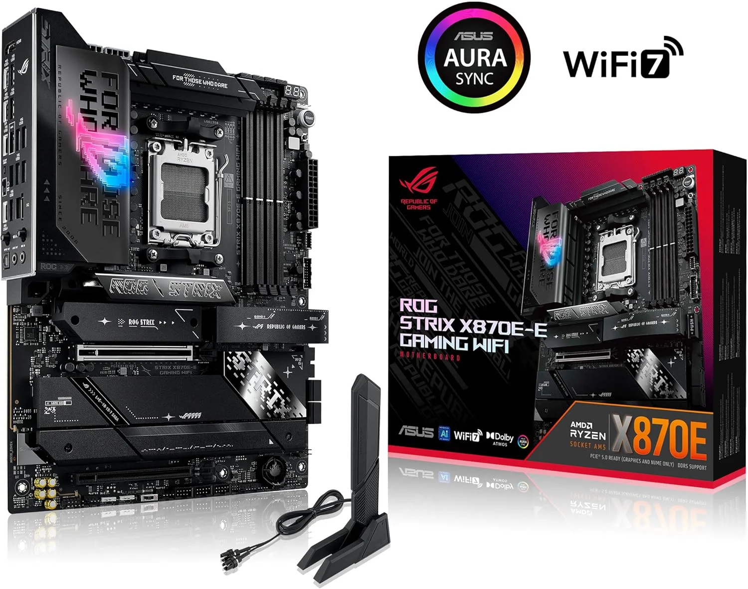 مادربرد ASUS ROG Strix X870E-E Gaming WIFI AMD AM5 X870 ATX: دارای 18+2+2 فاز قدرت، Dynamic OC Switcher، Core Flex، DDR5 AEMP، WIFI 7، 5X M.2، PCIe5.0، Q-Release Slim، USB4، AI OCing - مشکی