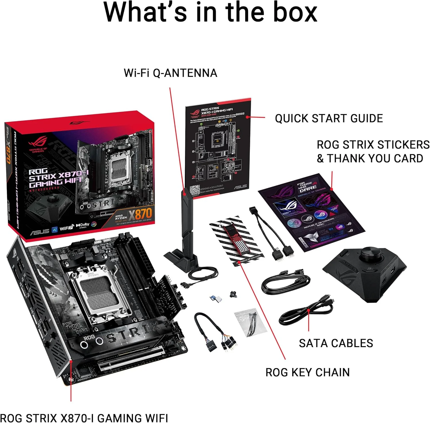 مادربرد ایسوس ROG STRIX X870-I GAMING WIFI AMD AM5 X870 Mini ITX با 10+2+1 فاز قدرت، Dynamic OC Switcher، Core Flex، DDR5 AEMP، WiFi7، 2x M.2، PCIe®5.0، Q-Release Slim، USB4، AI OCing &