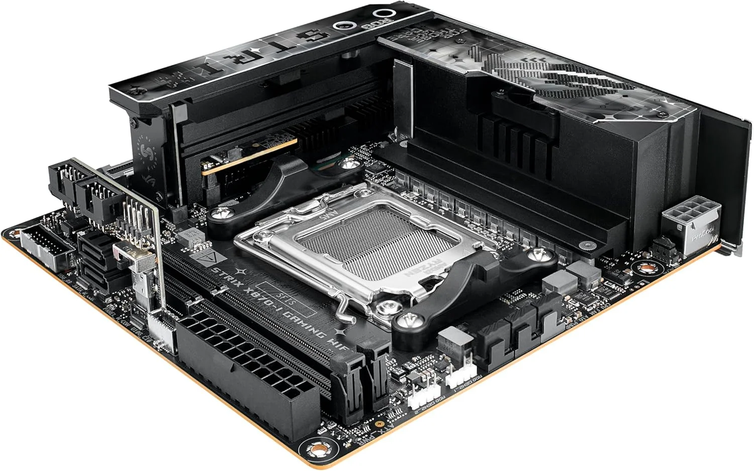 مادربرد ایسوس ROG STRIX X870-I GAMING WIFI AMD AM5 X870 Mini ITX با 10+2+1 فاز قدرت، Dynamic OC Switcher، Core Flex، DDR5 AEMP، WiFi7، 2x M.2، PCIe®5.0، Q-Release Slim، USB4، AI OCing &