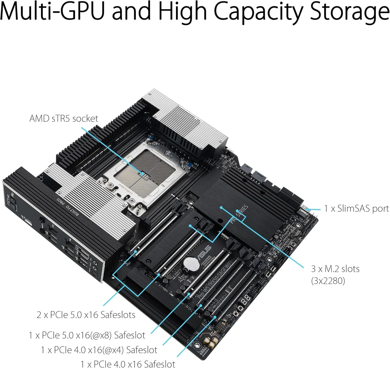 مادربرد ورک استیشن ASUS Pro WS TRX50-SAGE WIFI CEB، AMD Ryzen Threadripper PRO 7000 WX، ECC R-DIMM DDR5، دارای 36 فاز قدرت، WiFi 7، PCIe 5.0 x 16، PCIe 5.0 M.2، LAN 10 گیگابیتی و 2.5 گیگابیتی، پشتیبانی از چند GPU. مادربرد ورک استیشن ASUS Pro WS TRX50-SAGE WIFI CEB، AMD Ryzen Threadripper PRO 7000 WX، ECC R-DIMM DDR5، دارای 36 فاز قدرت، WiFi 7، PCIe 5.0 x 16، PCIe 5.0 M.2، LAN 10 گیگابیتی و 2.5 گیگابیتی، پشتیبانی از چند GPU.