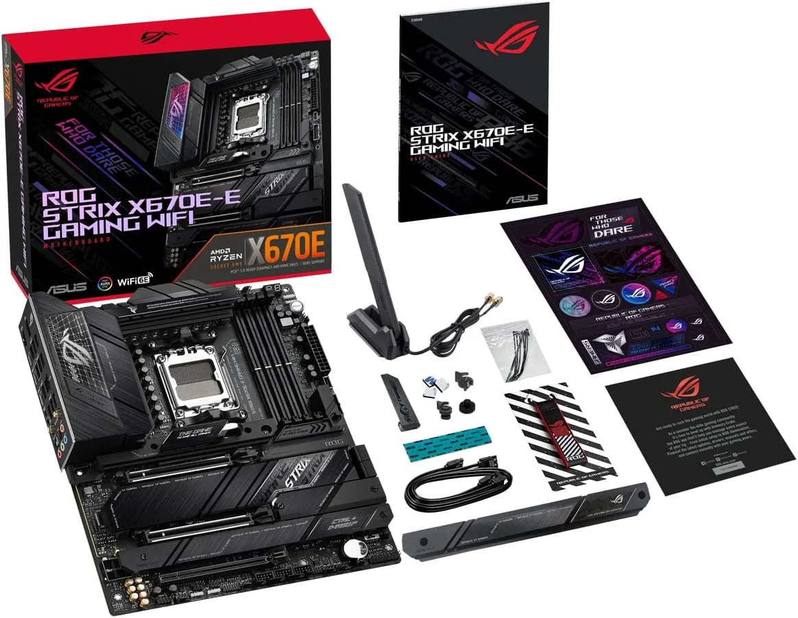 مادربرد گیمینگ ایسوس ROG Strix X670E-E Gaming WiFi 6E سوکت AM5، LGA 1718، Ryzen 7000 ATX، دارای 18+2 فاز قدرت، PCIe 5.0، DDR5، 4 اسلات M.2، USB 3.2 Gen 2x2، WiFi 6E، PCIe Slot Q-Release - مشکی مادربرد گیمینگ ایسوس ROG Strix X670E-E Gaming WiFi 6E سوکت AM5، LGA 1718، Ryzen 7000 ATX، دارای 18+2 فاز قدرت، PCIe 5.0، DDR5، 4 اسلات M.2، USB 3.2 Gen 2x2، WiFi 6E، PCIe Slot Q-Release - مشکی