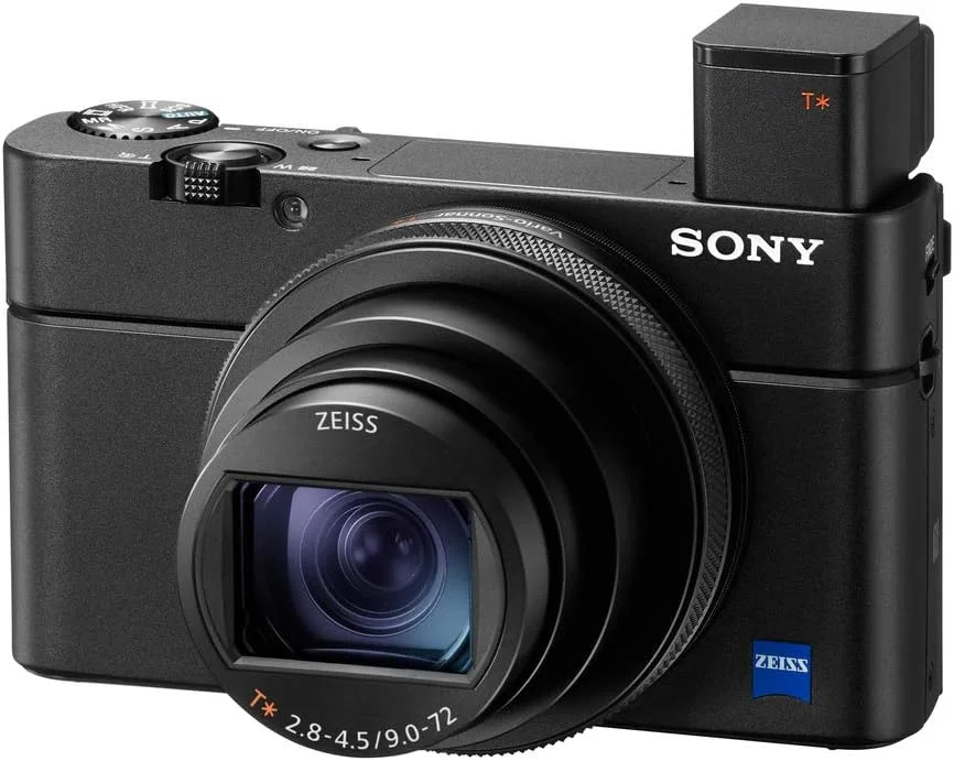 دوربین سونی RX100 VII | دوربین پیشرفته بریج پریمیوم (سنسور 1.0 اینچی، لنز زایس 24-200 میلی‌متری F2.8-4.5، فوکوس خودکار ردیابی چشم برای انسان و حیوان، ضبط فیلم 4K و صفحه نمایش چرخشی)