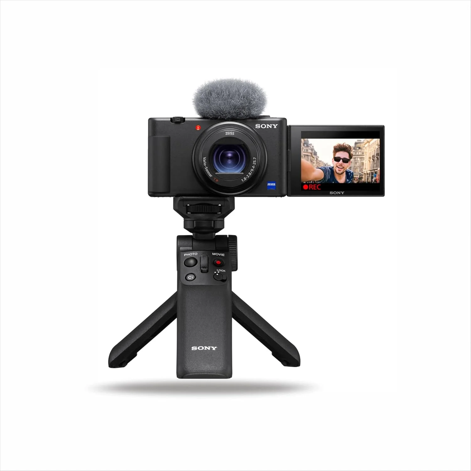 دوربین دیجیتال ولاگ سونی ZV 1 (کامپکت، فوکوس خودکار چشم در ویدیو، صفحه نمایش چرخان، میکروفون داخلی، گریپ بلوتوثی فیلمبرداری، دوربین ولاگ 4K و تولید محتوا) - مشکی