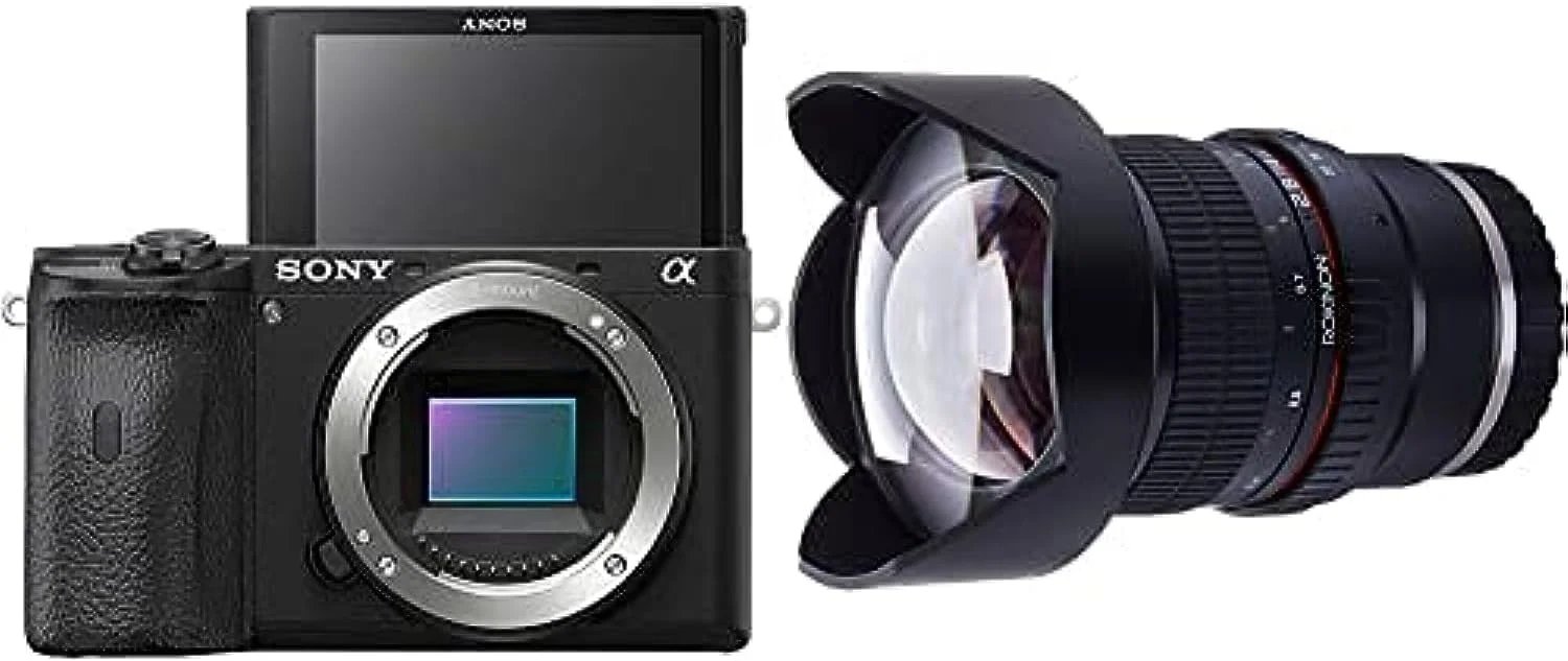 دوربین بدون آینه سونی Alpha A6600 | مشکی | Ilce-6600 به همراه لنز فوق عریض Rokinon Fe14M-E 14mm F2.8 برای مانت E سونی و لنز ثابت برای سایر دوربین ها