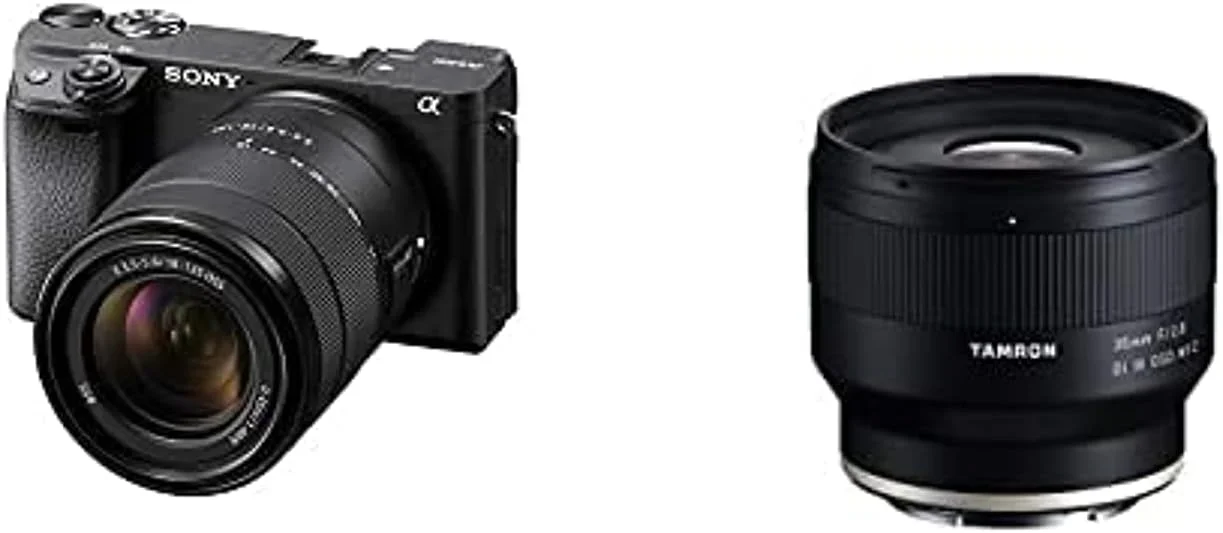 دوربین بدون آینه سونی Alpha A6400 با کیت لنز 18-135 میلی‌متری، به همراه لنز Tamron 35mm F/2.8 Di III OSD M1:2 برای Sony Full Frame/Aps-C E-Mount