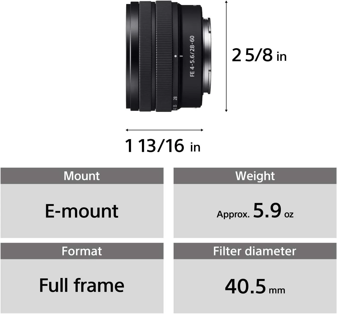 لنز زوم جمع و جور فول فریم Sony FE 28-60mm F4-5.6 (SEL2860) لنز زوم جمع و جور فول فریم Sony FE 28-60mm F4-5.6 (SEL2860)