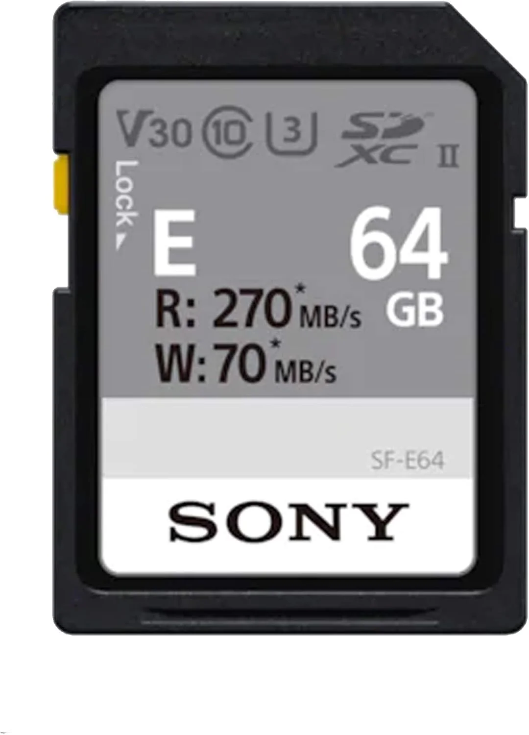 کارت حافظه دیجیتال SDHC سونی 64 گیگابایت سری SF-E UHS-II U3 V30 - سرعت خواندن 270 مگابایت بر ثانیه، سرعت نوشتن 70 مگابایت بر ثانیه مدل SFE64