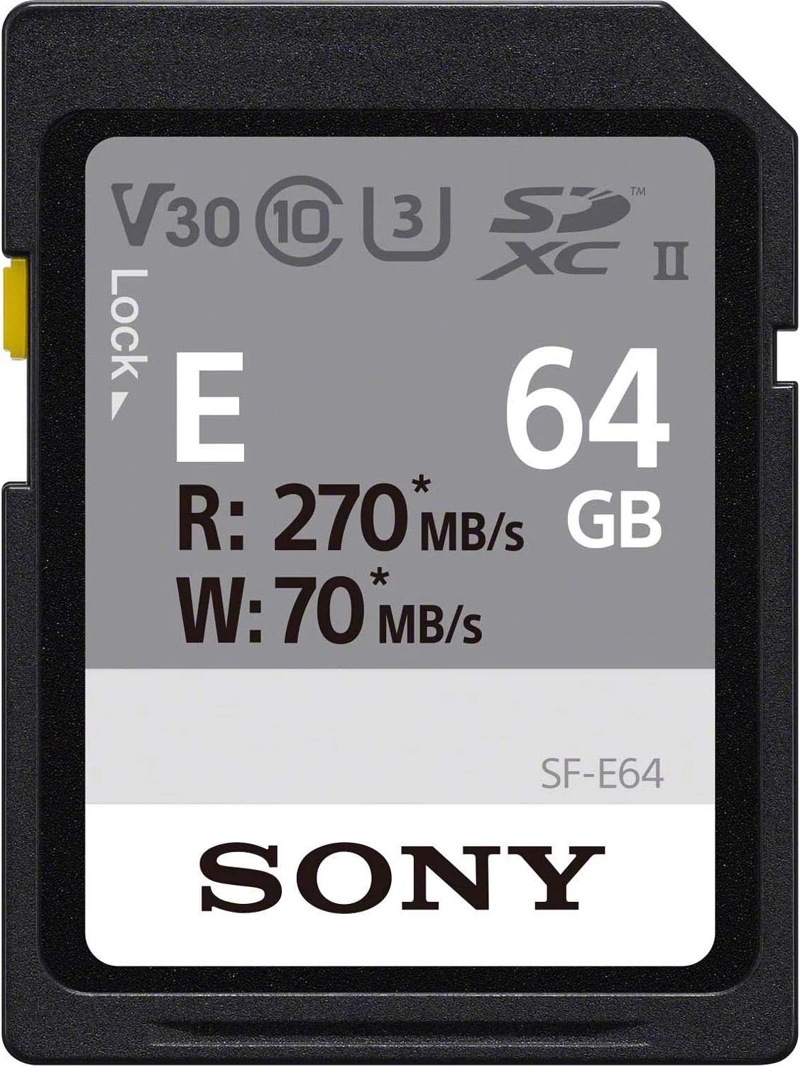 کارت حافظه دیجیتال SDHC سونی 64 گیگابایت سری SF-E UHS-II U3 V30 - سرعت خواندن 270 مگابایت بر ثانیه سرعت نوشتن 70 مگابایت بر ثانیه SFE64