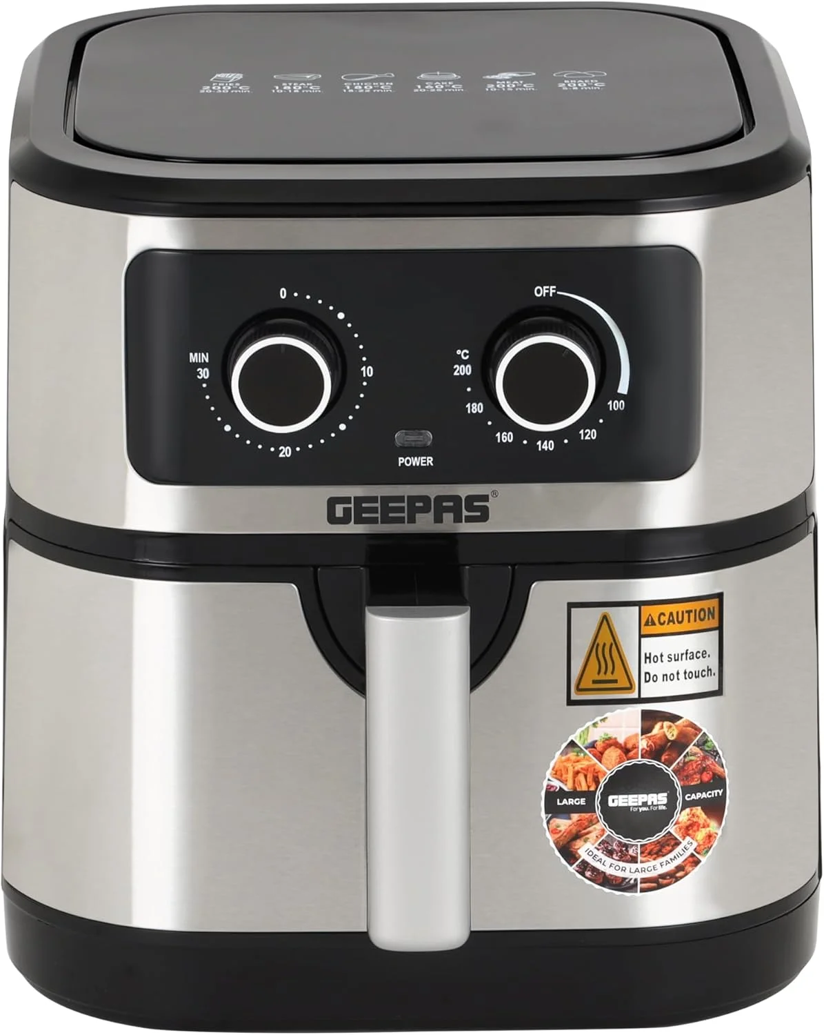 سرخ کن هوا Geepas Vortex 7L GAF37506 - سرخ کن هوای همرفتی با صفحه لمسی LED، تایمر 30 دقیقه ای و سبد نچسب - بدون روغن، 2 سال گارانتی، 1800 وات، مشکی سرخ کن هوا Geepas Vortex 7L GAF37506 - سرخ کن هوای همرفتی با صفحه لمسی LED، تایمر 30 دقیقه ای و سبد نچسب - بدون روغن، 2 سال گارانتی، 1800 وات، مشکی